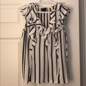 Black and white pinstripe dress top